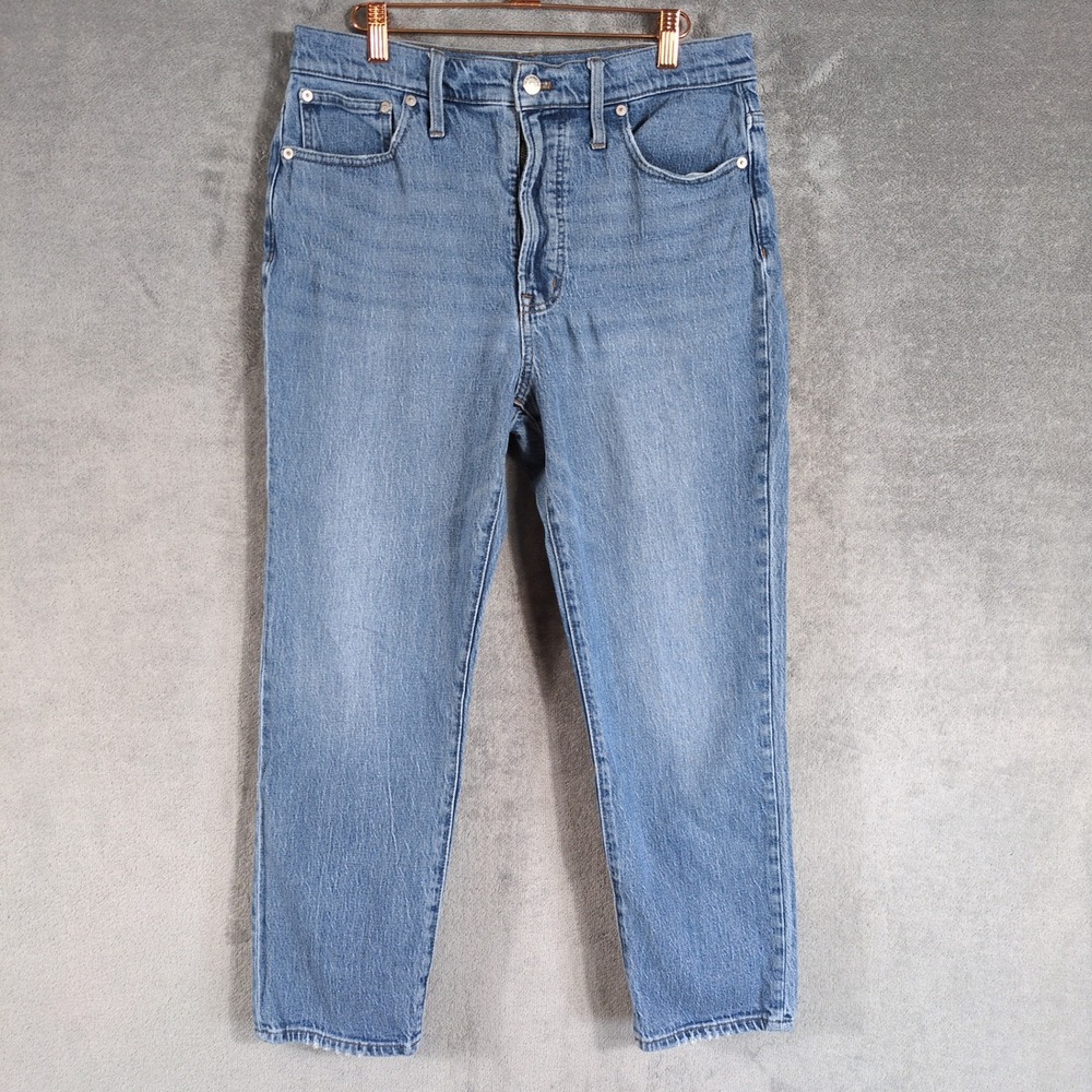 Madewell Mens Straight Leg Jeans Medium Wash Blue Cotton Tencel Stretch
